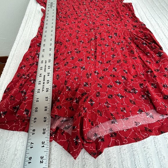 Free People Womens Debby Dot Romper Size Medium Red Floral Short Sleeve Casual - Picture 9 of 9